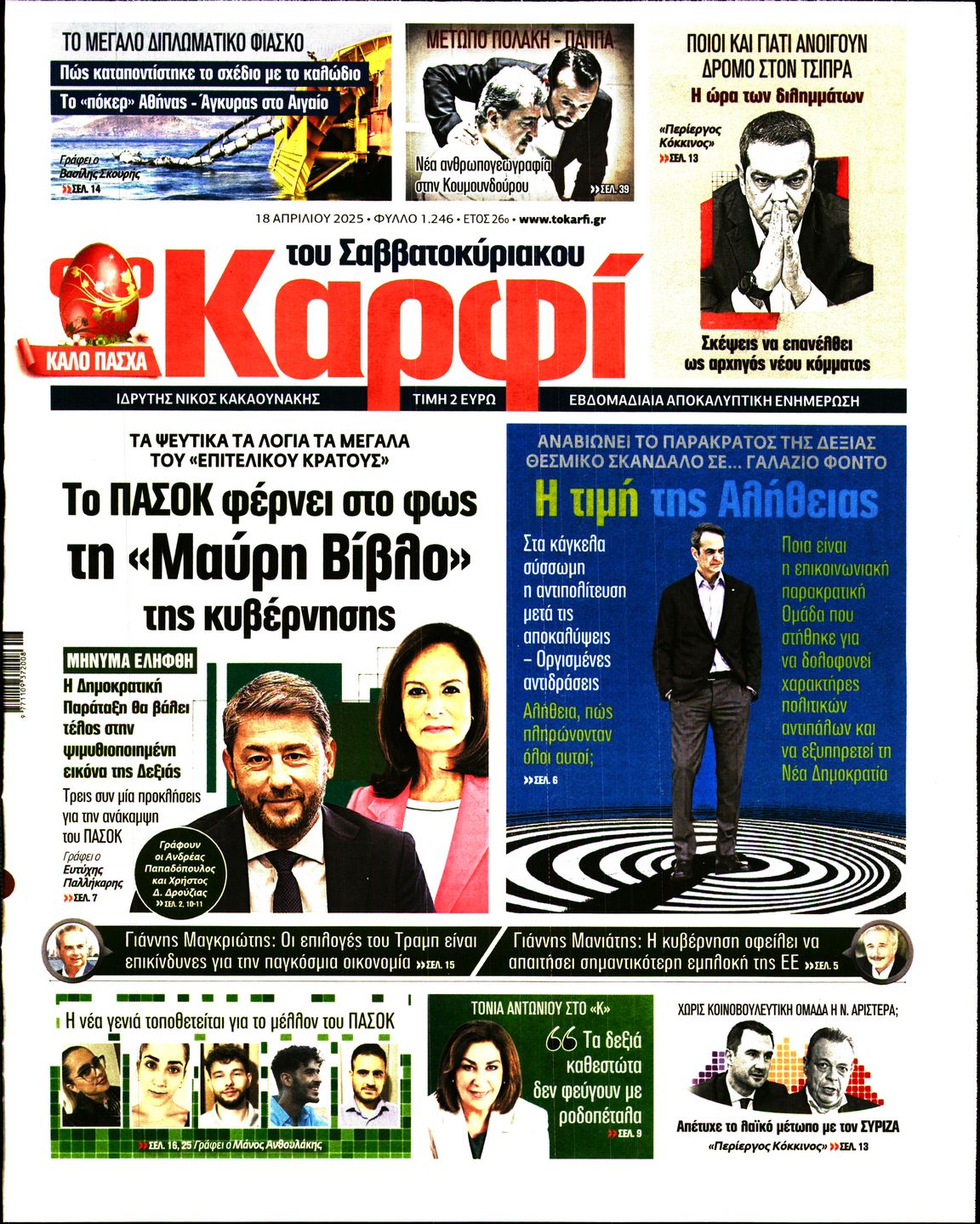 Εξώφυλο εφημερίδας ΚΑΡΦΙ 2025-04-18