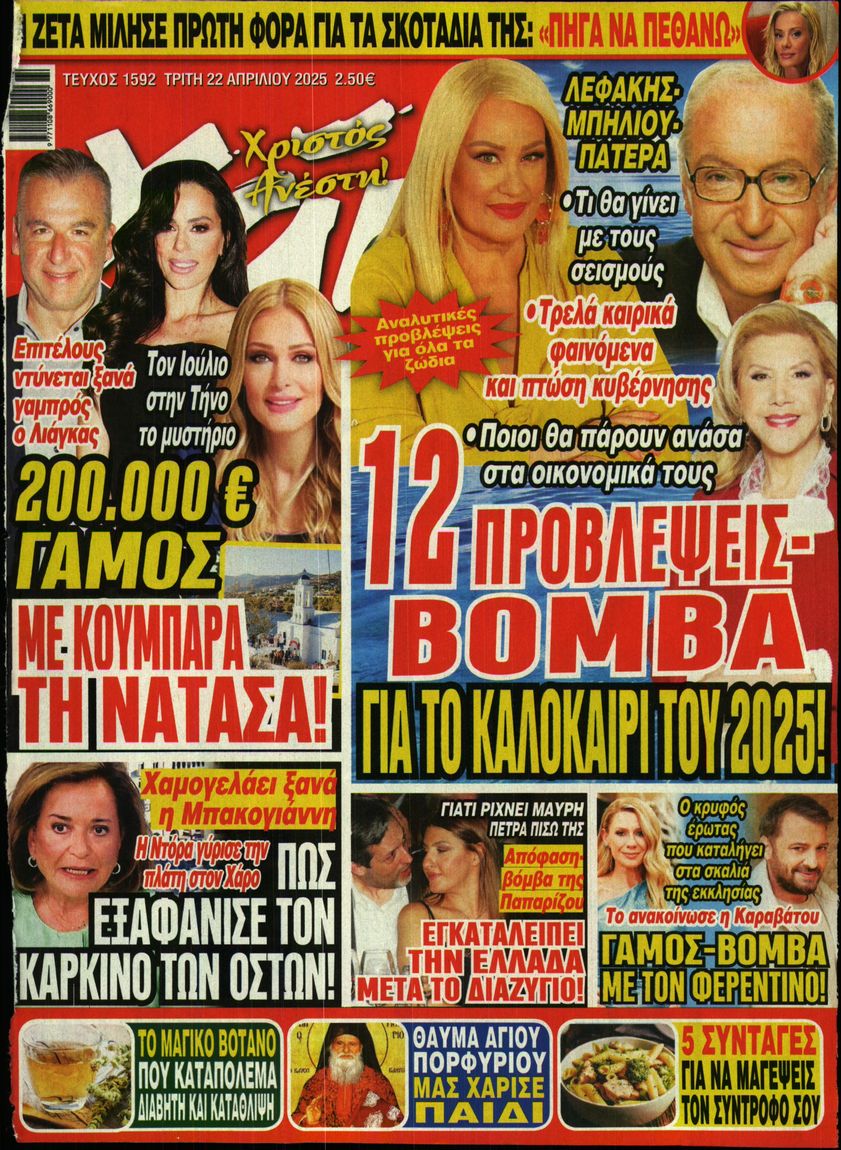 Εξώφυλο εφημερίδας ΧΑΙ 2025-04-22