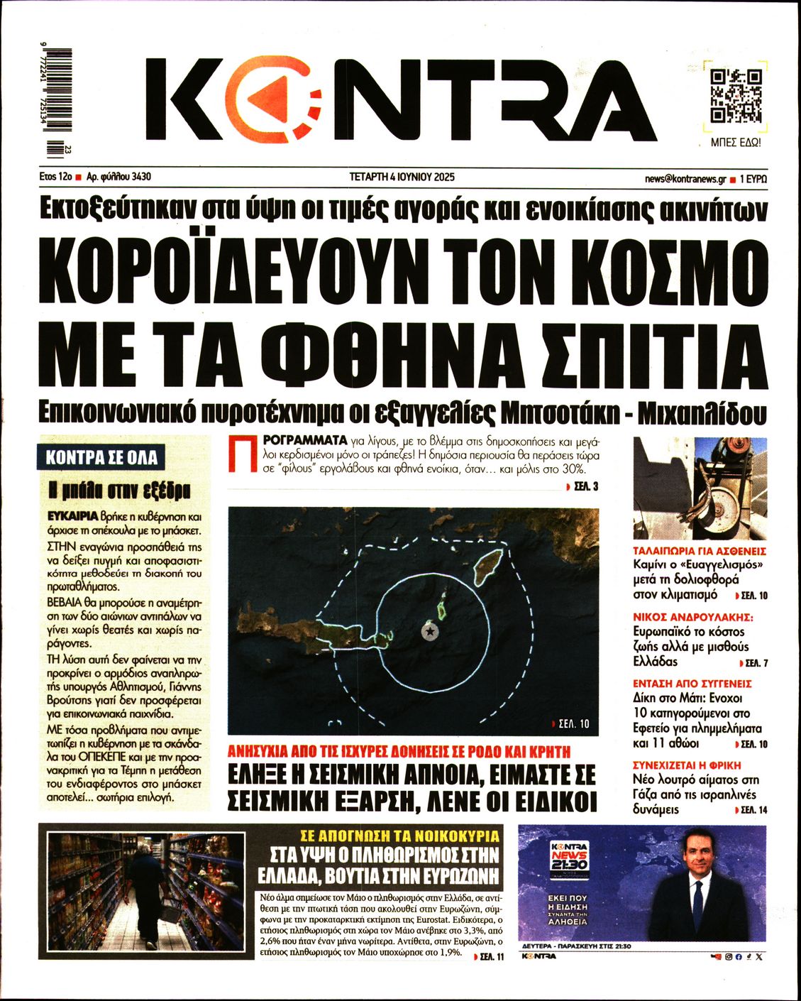 Εξώφυλο εφημερίδας KONTRA NEWS 2025-06-04