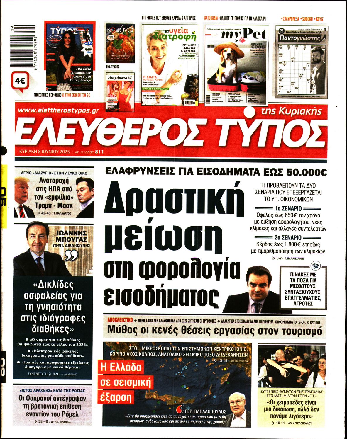 Εξώφυλο εφημερίδας ΕΛΕΥΘΕΡΟΣ ΤΥΠΟΣ 2025-06-08