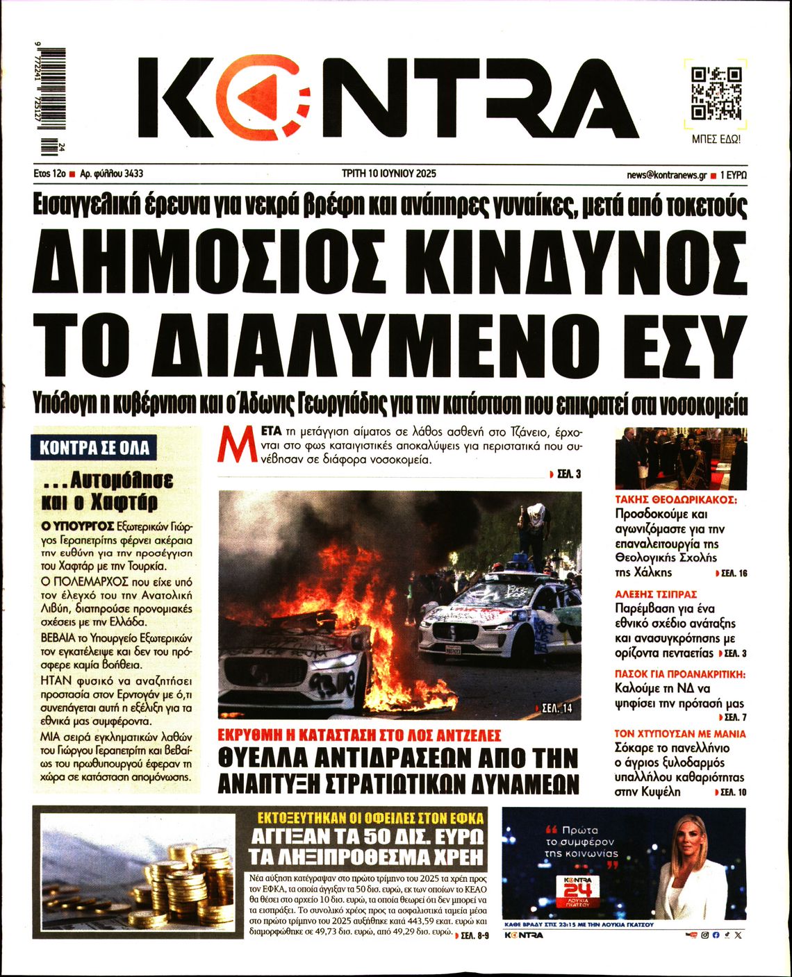 Εξώφυλο εφημερίδας KONTRA NEWS 2025-06-10