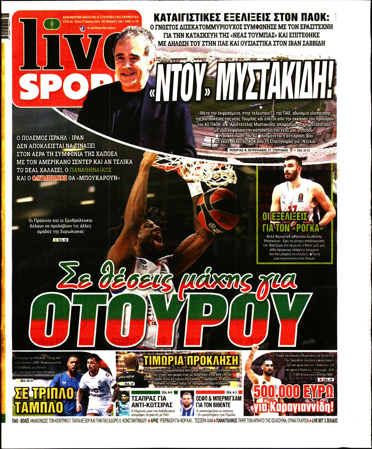 Εξώφυλο εφημερίδας LIVE SPORT 2025-06-17