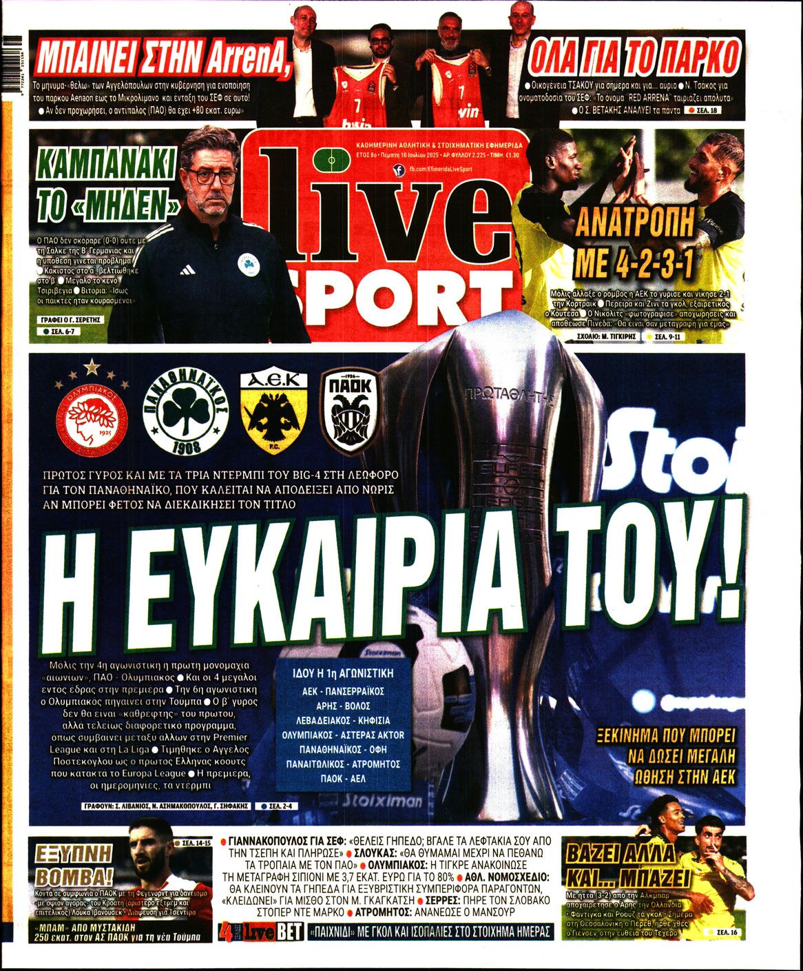 Εξώφυλο εφημερίδας LIVE SPORT 2025-07-10