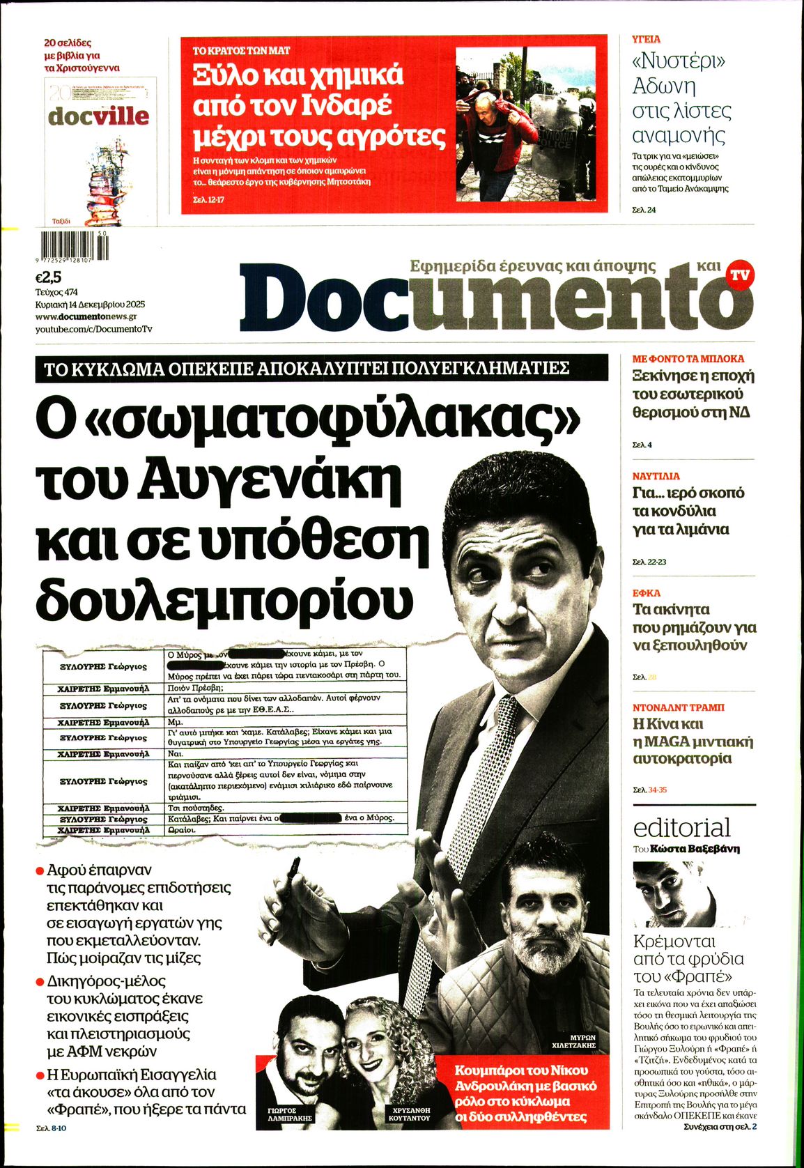 Εξώφυλο εφημερίδας DOCUMENTO 2025-12-14