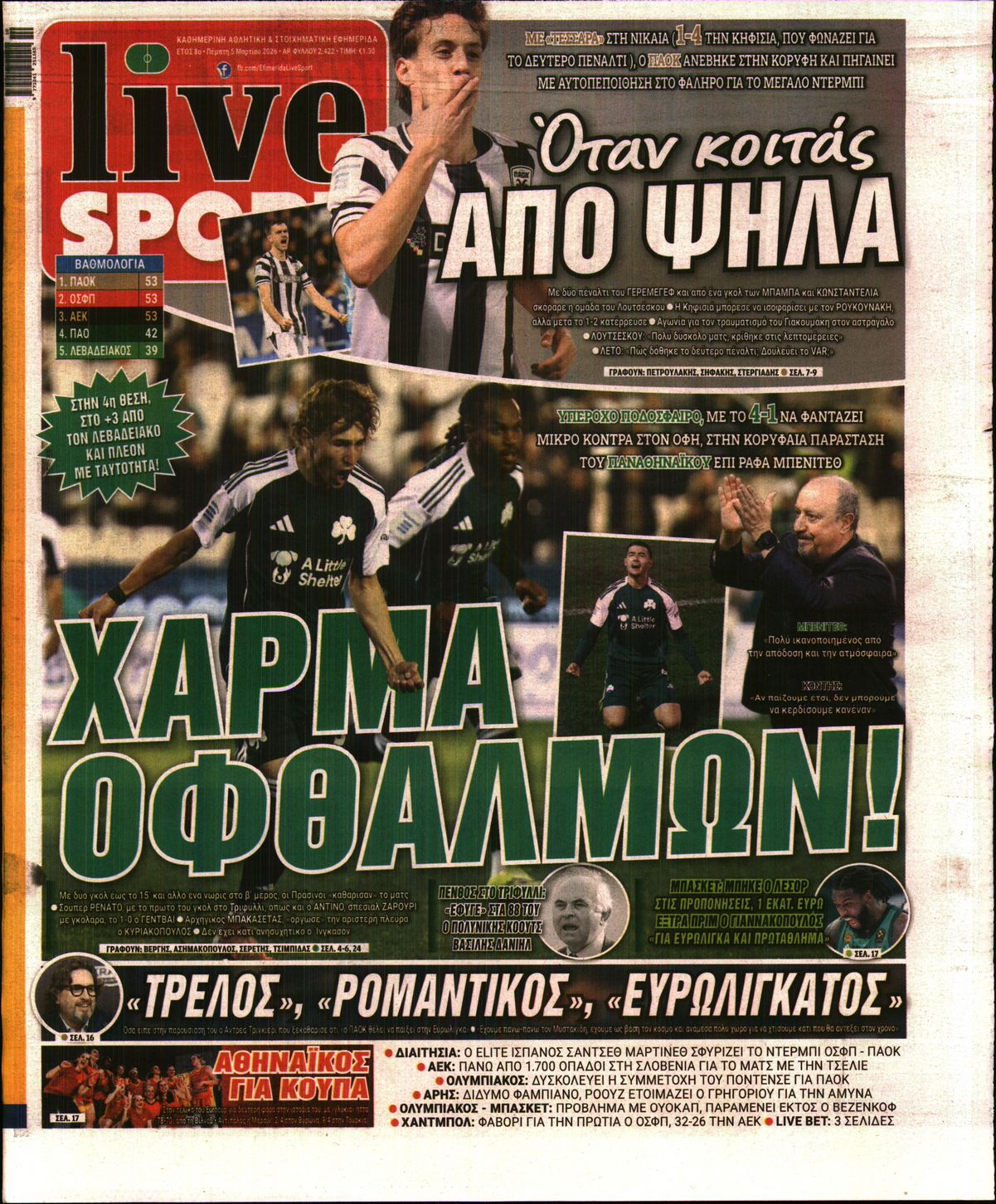 Εξώφυλο εφημερίδας LIVE SPORT 2026-03-05