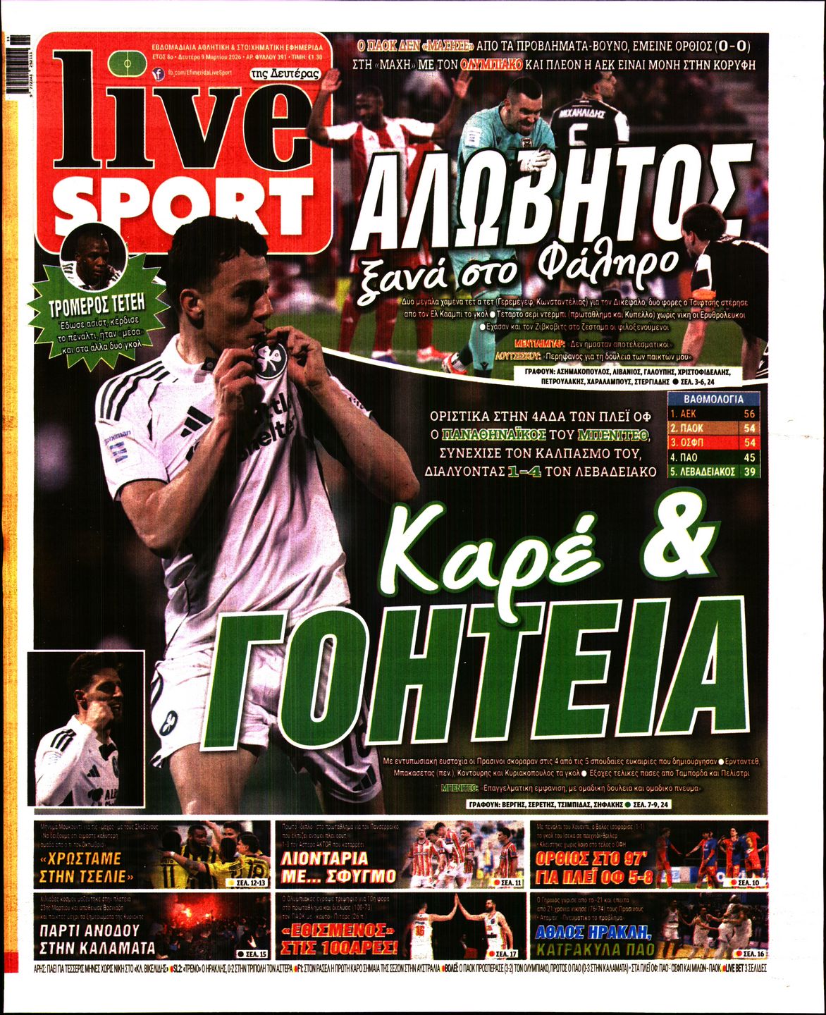 Εξώφυλο εφημερίδας LIVE SPORT 2026-03-09
