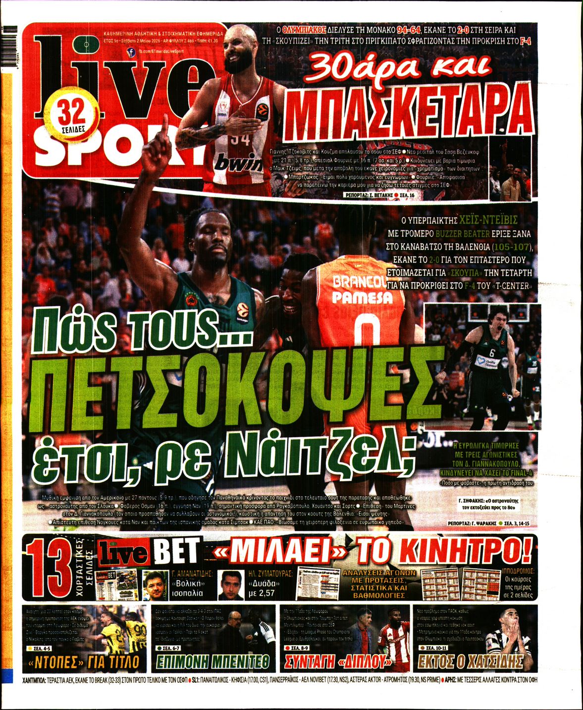 Εξώφυλο εφημερίδας LIVE SPORT 2026-05-02
