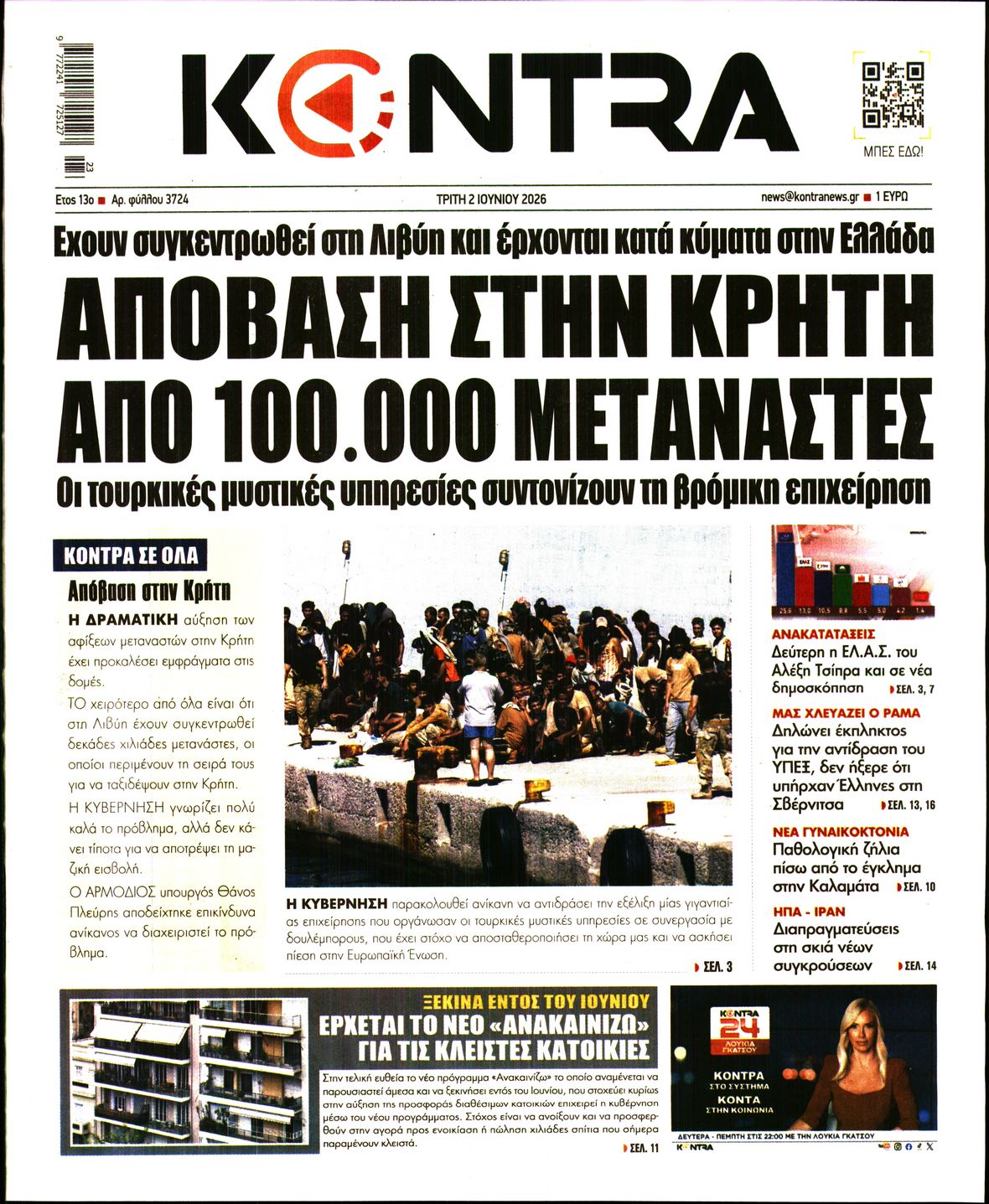 Εξώφυλο εφημερίδας KONTRA NEWS 2026-06-02