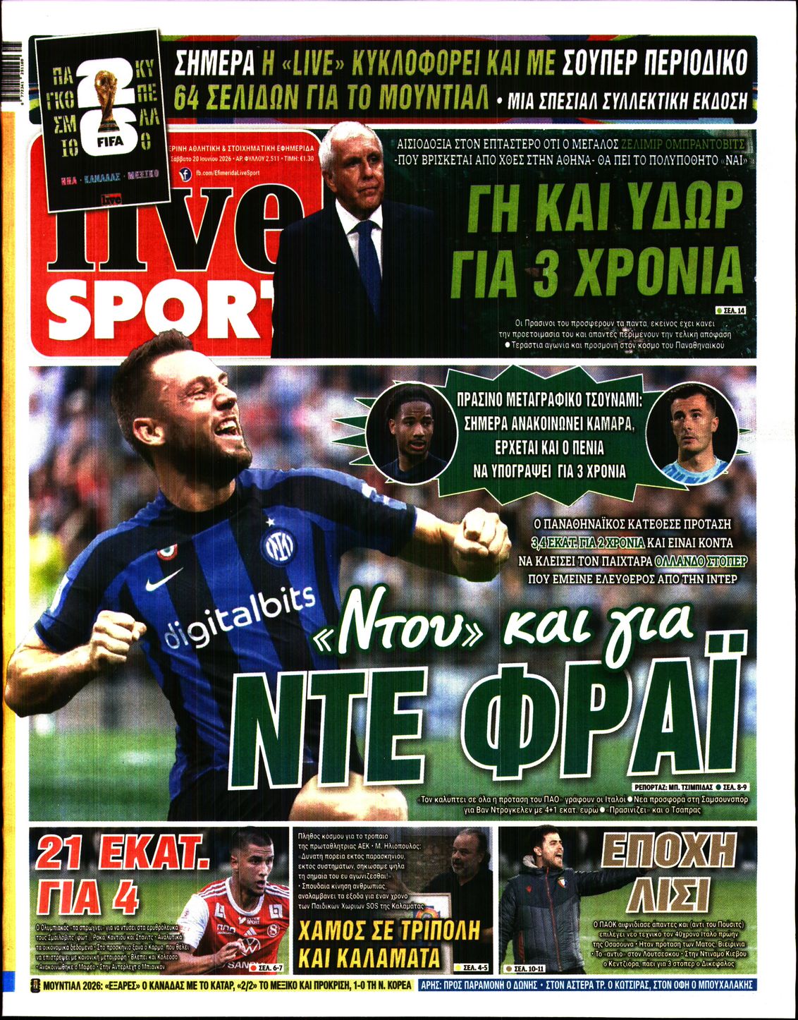 Εξώφυλο εφημερίδας LIVE SPORT 2026-06-20