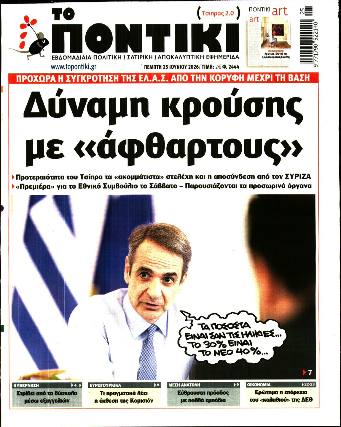 Εξώφυλο εφημερίδας ΤΟ ΠΟΝΤΙΚΙ 2026-06-25