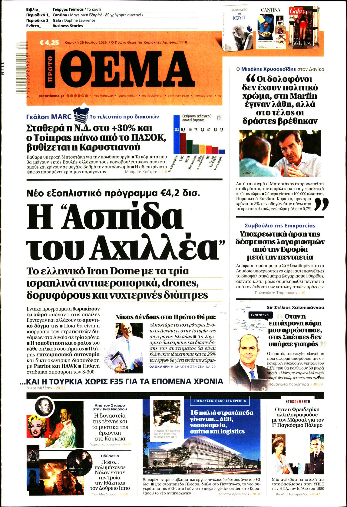 Εξώφυλο εφημερίδας ΠΡΩΤΟ ΘΕΜΑ 2026-07-26