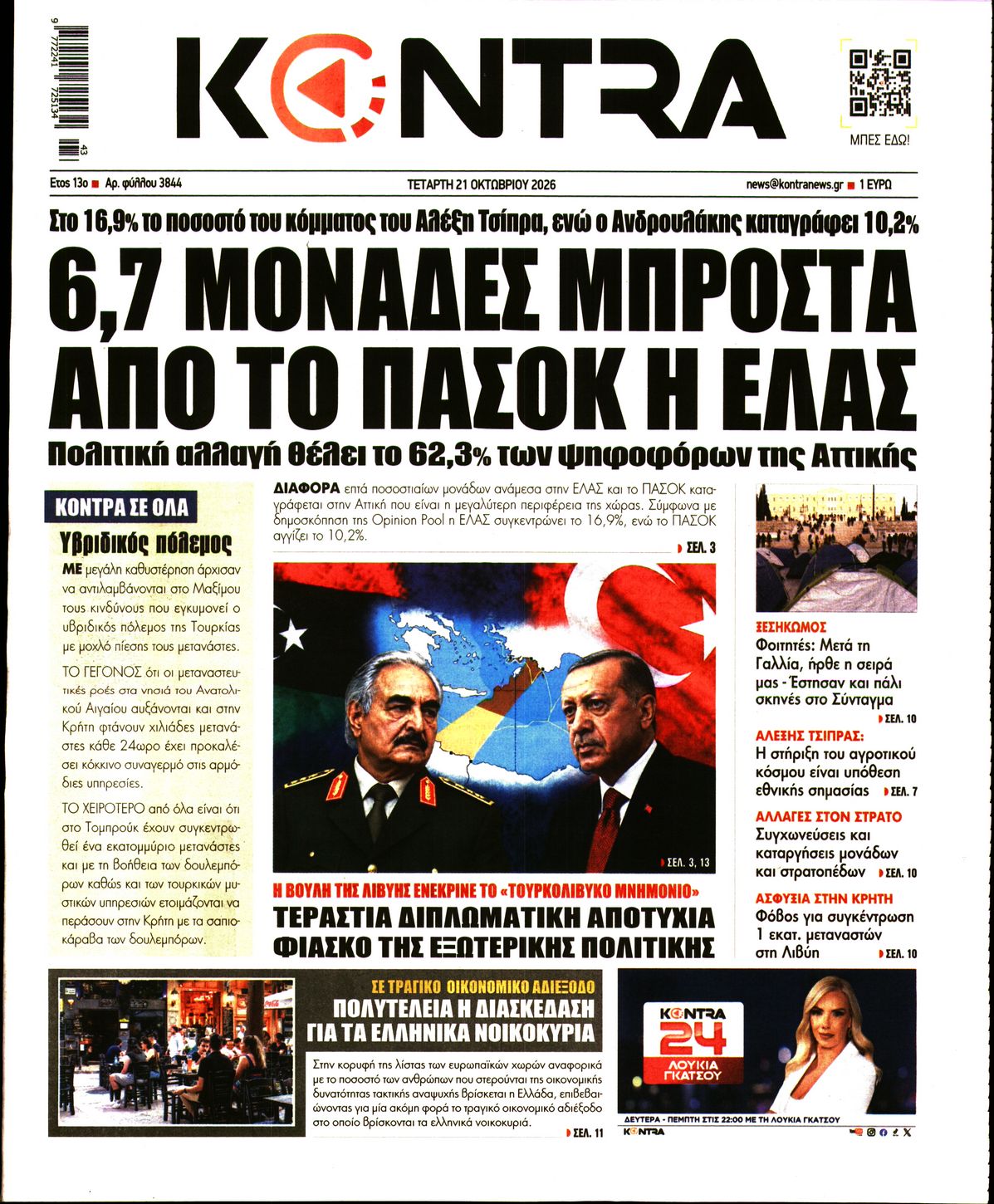 Εξώφυλο εφημερίδας KONTRA NEWS 2026-10-21