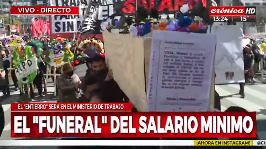 Argentina: They held the “funeral” of the minimum wage of 332 euros