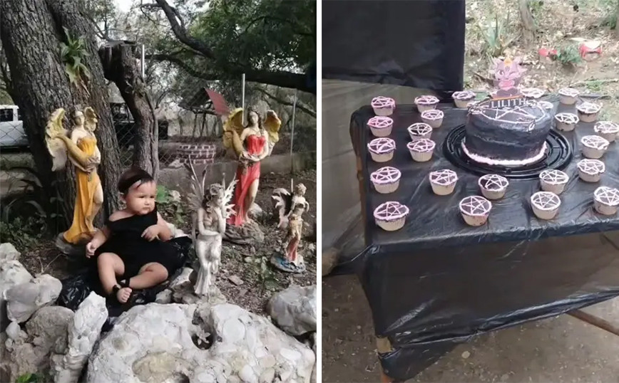 She threw ‘satanic ceremony’ as her one-year-old daughter’s birthday party – blew out the candles on a pentagram cake