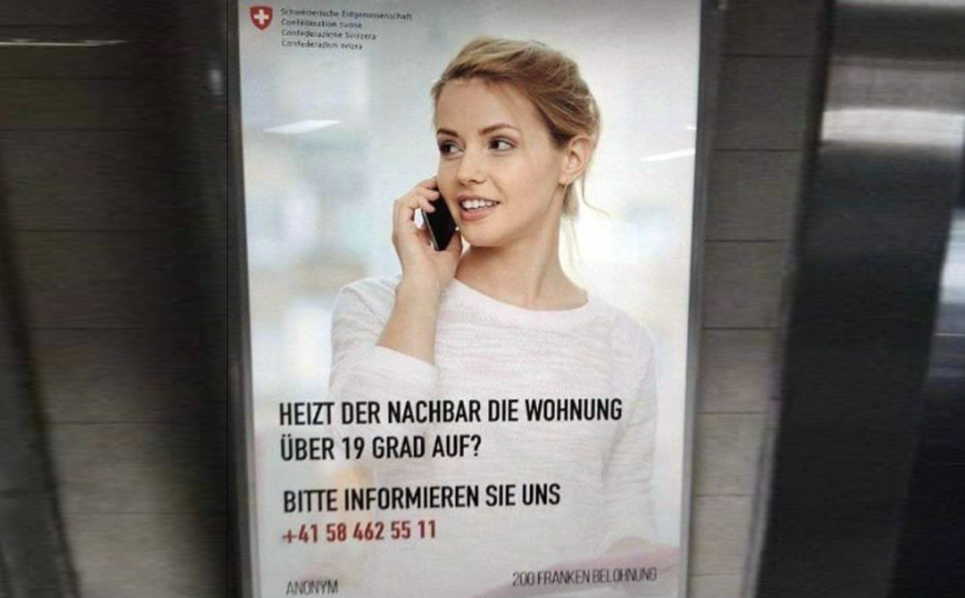 Switzerland: Posters launched urging citizens to “give” their neighbors if they consume too much energy