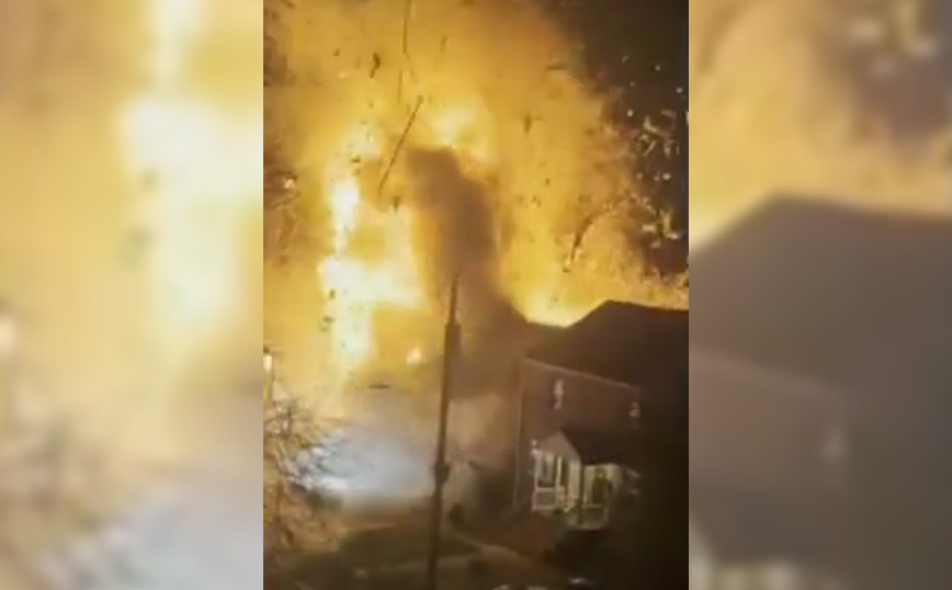 The moment of the shocking explosion in a house in Virginia during a police investigation