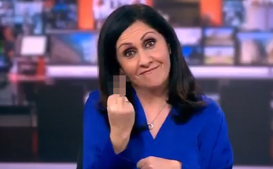 BBC on air presenter’s raised middle finger that went viral
