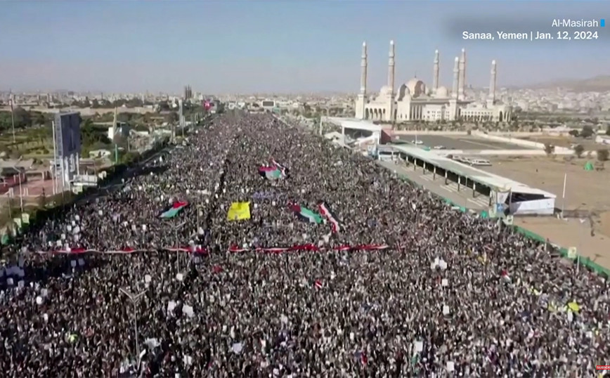Yemen: Tens of thousands of protesters in the streets after the US-British strikes on the Houthis