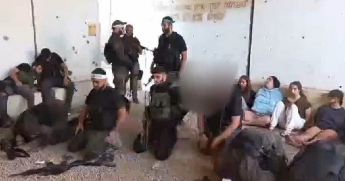 Shocking video of female Hamas hostages covered in blood