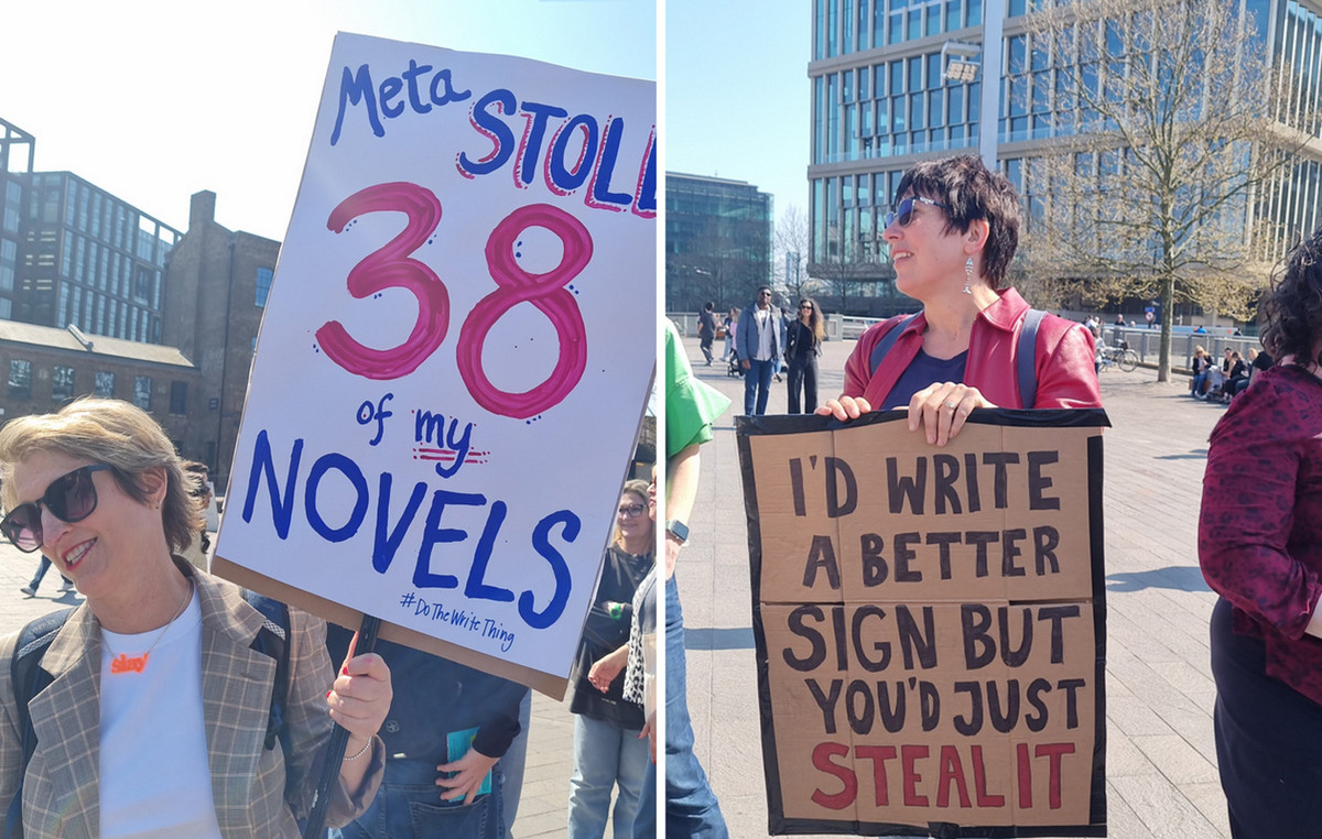 Συγγραφείς διαδήλωσαν μπροστά από τη Meta στο Λονδίνο – «Κλέφτες ...