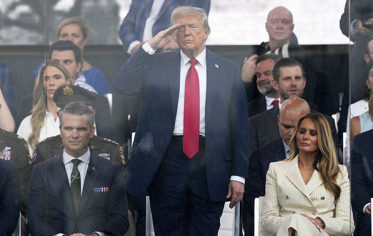 In Washington, a large military parade with President Donald Trump present