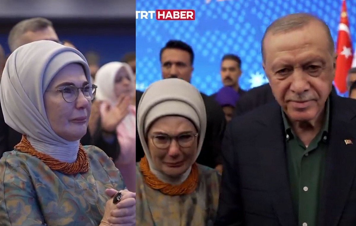 Emine Erdogan broke out in tears during her husband’s speech on PKK disarmament – Watch video