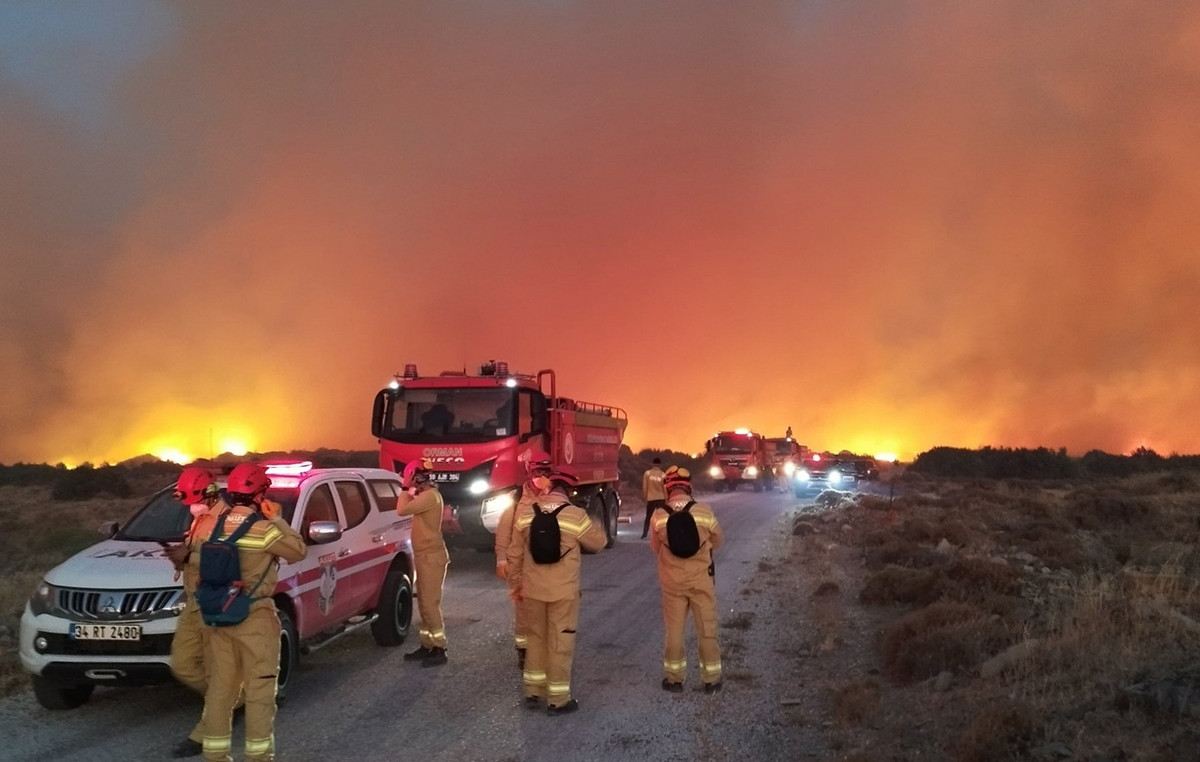 Turkey: New Big Fire Front near Smyrna is reinforced by strong winds
