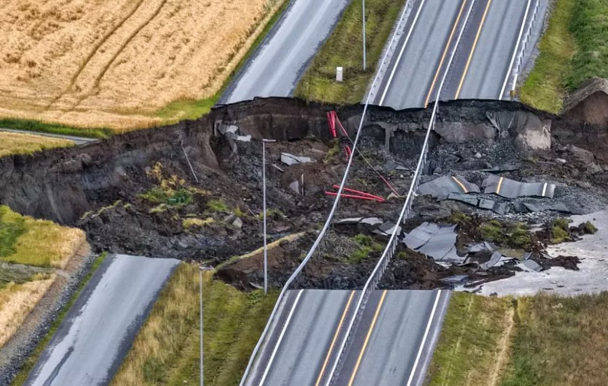 Norway: Landscreen completely destroyed a highway and railway section – a dead