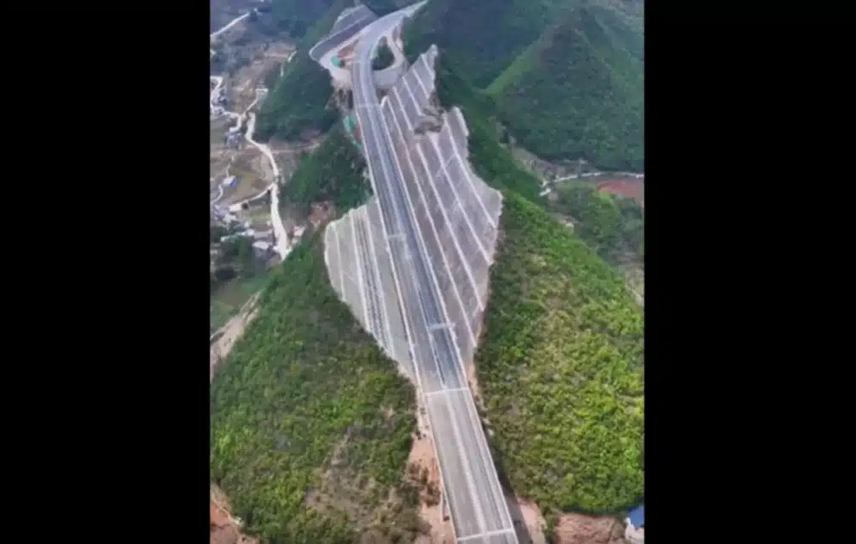China cuts mountains in two to make the tallest hanging bridge in the world