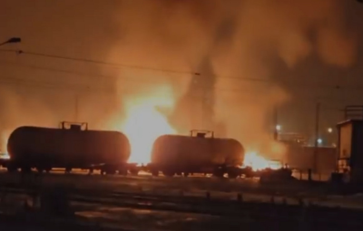Ukrainian drones raid causes fire at a train station in Volgograd, Russia