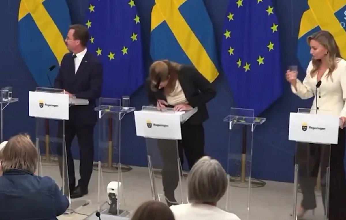 The Swedish Minister of Health collapsed during a press conference – video