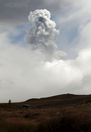 The Cotopaxi volcano spews ash and smoke in Machachi