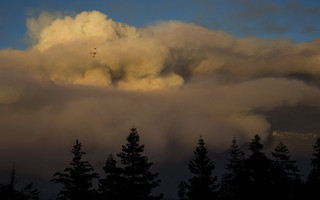 CAL FIRE spotter plane monitors the so-called "Rough Fire" in the Sierra National Forest, California