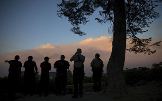 Sequoia & Kings Canyon National Park rangers and firefighters monitor the so-called "Rough Fire" in the Sierra National Forest, California