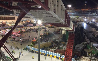 Damage caused by a collapsed crane is seen in the Grand Mosque in the Muslim holy city of Mecca, Saudi Arabia in this handout picture published on Twitter account of the Directorate of the Saudi Civil Defense September 11, 2015. At least 107 people were killed when the crane toppled over at Mecca's Grand Mosque on Friday, Saudi Arabia's Civil Defence authority said, less than two weeks before Islam's annual haj pilgrimage.  REUTERS/Directorate of the Saudi Civil Defense/Handout via ReutersATTENTION EDITORS - THIS IMAGE HAS BEEN SUPPLIED BY A THIRD PARTY. IT IS DISTRIBUTED, EXACTLY AS RECEIVED BY REUTERS, AS A SERVICE TO CLIENTS. REUTERS IS UNABLE TO INDEPENDENTLY VERIFY THE AUTHENTICITY, CONTENT, LOCATION OR DATE OF THIS IMAGE. FOR EDITORIAL USE ONLY. NOT FOR SALE FOR MARKETING OR ADVERTISING CAMPAIGNS. NO SALES.      TPX IMAGES OF THE DAY