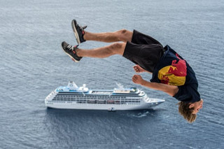 Pavel Petkuns of Latvia exploring the island of Santorini ahead of the Red Bull Art of Motion freerunning competition in Santorini, Greece on September 30, 2015.