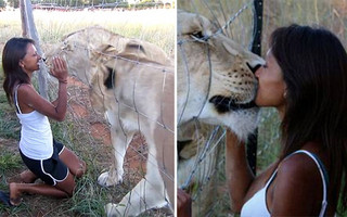 Η νεαρή Ινδή που φιλάει λιοντάρια