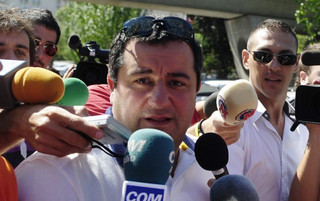 Ibrahimovic's agent Mino Raiola arrives at the Camp Nou stadium in Barcelona, Spain, Thursday, Aug. 26, 2010. Ibrahimovic's agent Mino Raiola meet Barcelona FC President Sandro Rosell and Adriano Galliani today at noon to negotiate the acquisition of the Swedish striker Zlatan Ibrahimovic. (AP Photo/Manu Fernandez)