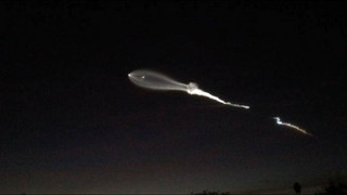 The contrail from a SpaceX Falcon 9 rocket is seen from Pasadena, Calif., about 150 miles east from its launch site in Vandenberg Air Force Base, Calif., on Friday, Dec. 22, 2017. A reused SpaceX rocket has carried 10 satellites into space from California, leaving behind it a trail of mystery and wonder. The Falcon 9 booster lifted off from coastal Vandenberg Air Force Base shortly before 5:30 p.m. Friday. It carried the latest batch of satellites for Iridium Communications. (AP Photo/John Antczak) The contrail from a SpaceX Falcon 9 rocket is seen from Pasadena, Calif., about 150 miles east from its launch site in Vandenberg Air Force Base, Calif., on Friday, Dec. 22, 2017. A reused SpaceX rocket has carried 10 satellites into space from California, leaving behind it a trail of mystery and wonder. The Falcon 9 booster lifted off from coastal Vandenberg Air Force Base shortly before 5:30 p.m. Friday. It carried the latest batch of satellites for Iridium Communications. (AP Photo/John Antczak)