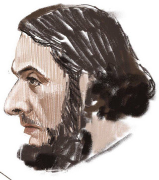 In this courtroom sketch, Salah Abdeslam appears at the Brussels Justice Palace in Brussels on Monday, Feb. 5, 2018. Salah Abdeslam and Soufiane Ayari face trial for taking part in a shooting incident in Vorst, Belgium on March 15, 2016. The incident took place when six members of a Franco-Belgian research team investigating the attacks in Paris were conducting a search in an allegedly empty safe house of the terrorists and were attacked. (Petra Urban via AP) In this courtroom sketch, Salah Abdeslam appears at the Brussels Justice Palace in Brussels on Monday, Feb. 5, 2018. Salah Abdeslam and Soufiane Ayari face trial for taking part in a shooting incident in Vorst, Belgium on March 15, 2016. The incident took place when six members of a Franco-Belgian research team investigating the attacks in Paris were conducting a search in an allegedly empty safe house of the terrorists and were attacked. (Petra Urban via AP)