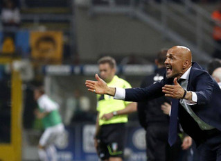 Inter Milan coach Luciano Spalletti gives instructions to his players during the Serie A soccer match between Inter Milan and Juventus at the San Siro stadium in Milan, Italy, Saturday, April 28, 2018. (AP Photo/Antonio Calanni)