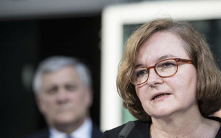 Nathalie Loiseau, French Minister of European Affairs, speaks during the inauguration of the Vaclav Havel Building , Wednesday, July 5, 2017 in Strasbourg, eastern France. (AP Photo/Jean-Francois Badias)