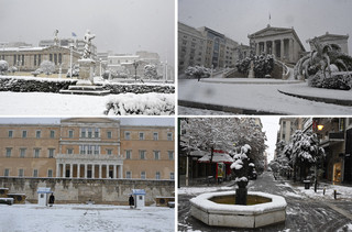 Οδοιπορικό του newsbeast.gr στη χιονισμένη Αθήνα: Δρόμοι έρημοι, πλατείες και αγάλματα ντυμένα στα λευκά