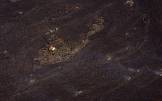 Glowing earth from the lava of the volcano in La Palma