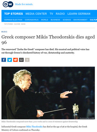 Μίκης Θεοδωράκης: Πρώτη είδηση ο θάνατός του στα διεθνή ΜΜΕ