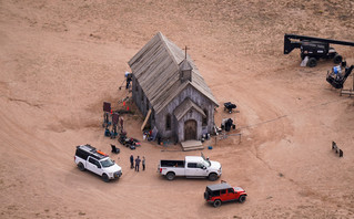 The scene of the accident in Alec Baldwin's film, Rust