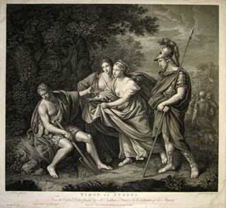 Χαρακτικό έργο του John Boydell, 1771: Ο Τίμων διώχνει εκδιδόμενες μακριά του