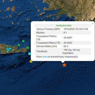Σεισμός 6,1 στην Κάρπαθο