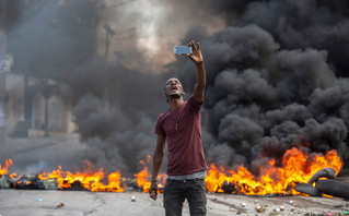 protester takes selfie