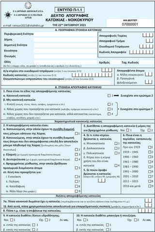 Το ερωτηματολόγιο απογραφής κατοικίας